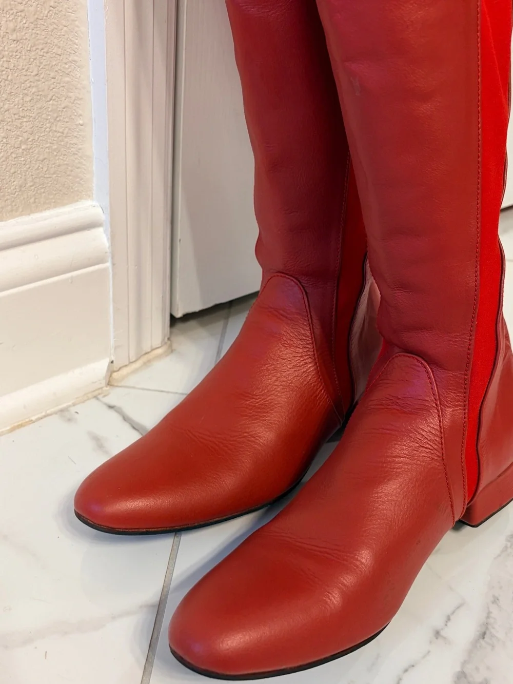 Red Leather Cosplay Supergirl Boots